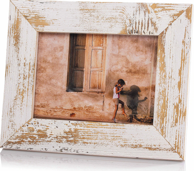 Kornizë fotografish Bad Disain Rustic, 15x21cm, dru i ricikluar, e bardhë