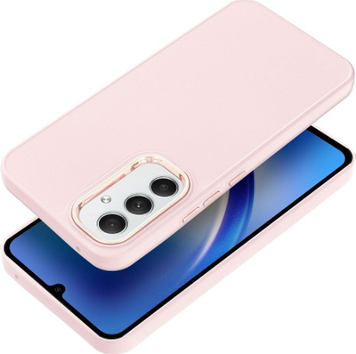 Maskë telefoni Frame për Samsung Galaxy A54 5G, me kornizë kamere, silikoni, rozë e çelët