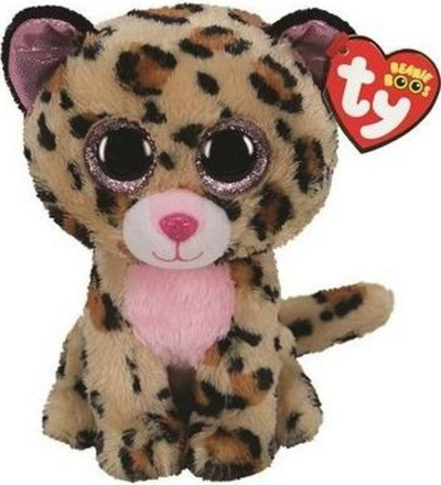 Lodër pelushi TY Beanie Buddy Livvie leopardi, 24 cm, me njolla leopardi