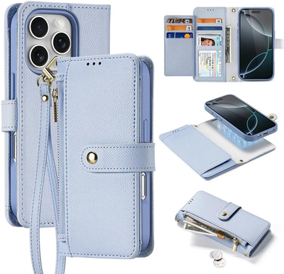 Këllëf portofol DUX DUCIS Lawa Series për iPhone 16 Pro, 2 në 1, MagSafe, blu