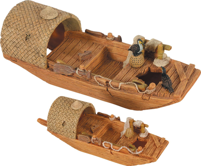 Dekor akuariumi Zolux Fishing Boat Model 3 S, rrëshirë rezistente, madhësia S, shumëngjyrëshe