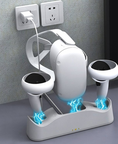 Stacion karikimi JYS JYS-OC003 për Oculus Quest 2, USB Type-C, me bateri AA, i bardhë