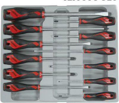 Set kaçavidash Teng Tools MD912N, 12 copë, PH, PZ edhe të drejta, e kuqe me të zezë