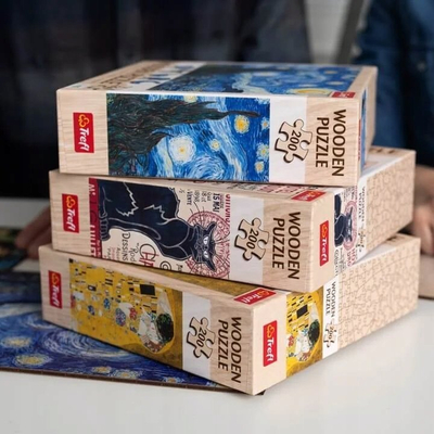 Puzzle druri Trefl Wood Craft The Kiss Gustav Klimt, 200 copa, shumëngjyrësh