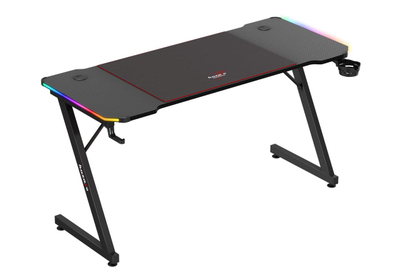 Tavolinë gaming Huzaro Hero 3.3 RGB, 140x60 cm, me LED RGB, e zezë