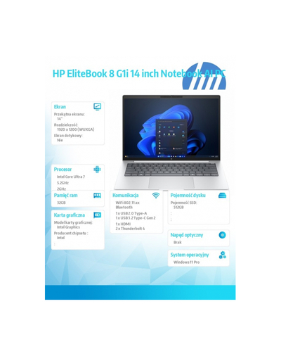 Laptop HP EliteBook 8 G1i, 14", i7, 32GB RAM, 512GB SSD, argjend