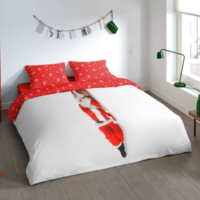 Set mbulesë jorgani Pure SANTA, 240x200/220 cm, për festa, e bardhë me të kuqe
