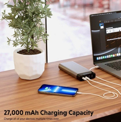 Power bank HYPER HJ245B, 27000 mAh, 100W, ngjyrë argjendi