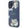 Калуст за телефон Guess iPhone 16, MagSafe, дизајн со цветови, сина
