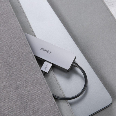 Hub USB Aukey CB-H3, 4 porta, 5 Gbps, ngjyrë argjendtë
