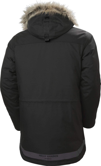 Parkë dimri Helly Hansen Workwear Bifrost, e papërshkueshme nga uji, me kapuç me peliçe, ngjyrë e zezë