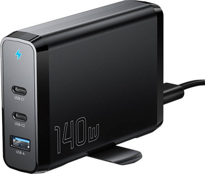 Karikues mure Essager GaN 140W, 2x USB‑C, USB‑A, i zi