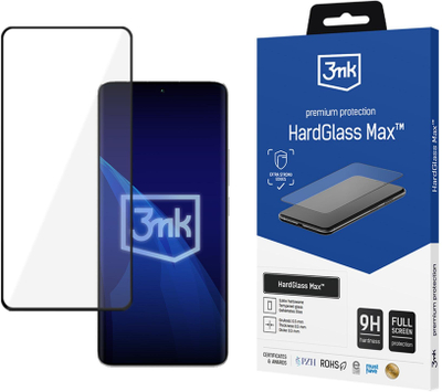Заштитно стакло 3MK HardGlass Max за Xiaomi Redmi Note 13 Pro Plus, целосно покривање, црна рамка