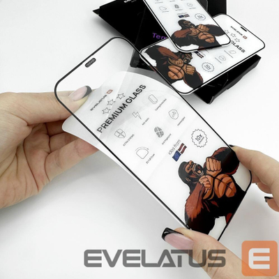 Mbrojtës ekrani Evelatus iPhone 16 Pro Max, Corning Gorilla Glass, 3D Full Cover, kornizë e zezë
