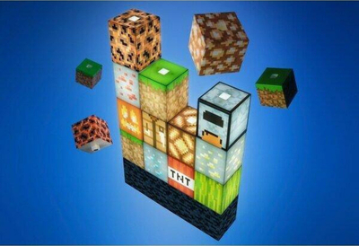 Lampë dekorative Paladone Minecraft Flat-pack Assembly, me blloqe drite, shumëngjyrëshe
