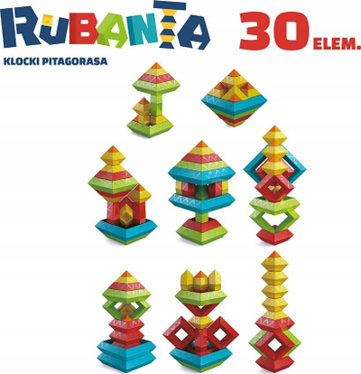 Set edukativ Rubanta Pythagoras Blocks, 30 pjesë, për fëmijë, shumëngjyrësh