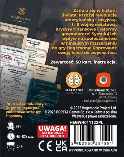 Zgjerim loje tavoline Hegemony Historical Events, 50 letra, në anglisht