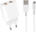 Karikues muri Denmen DC05, 2x USB 2.4A, kabllo USB C 1m, i bardhë