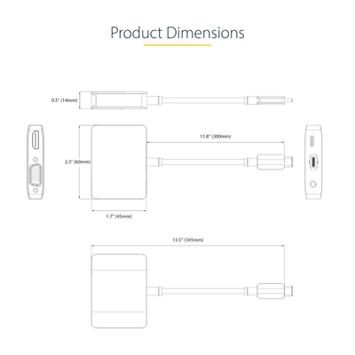Видео адаптер StarTech USB-C во HDMI VGA, 4K 60Hz, сив