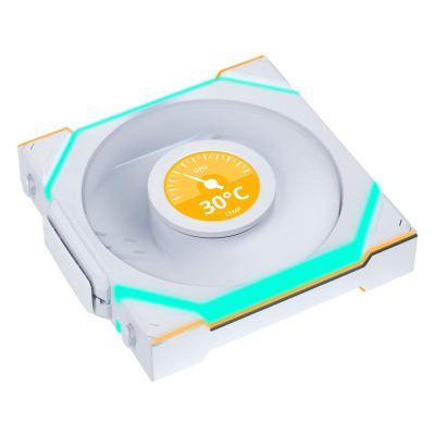 Ventilatorë kastore Lian Li UNI FAN SL Wireless LCD 120, 12 cm, set 3 copë, të bardhë