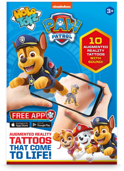 Сет тетоважи HoloToyz Paw Patrol AR, интерактивни, за деца, шарени