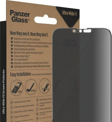 Mbrojtës ekrani PanzerGlass Ultra Wide Fit P2773, iPhone 14 Plus dhe 13 Pro Max 6.7", privatësi, antibakterial, transparent