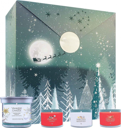 Set dhurate me qirinj Yankee Candle Bright Lights, votive dhe tumbler, 122g, dizajn festiv