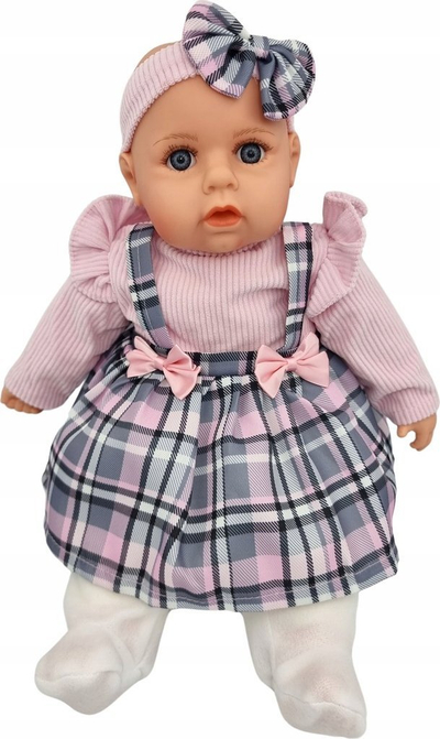 Kukull Baby Doll, 45 cm, flet dhe këndon në polonisht, me biberon
