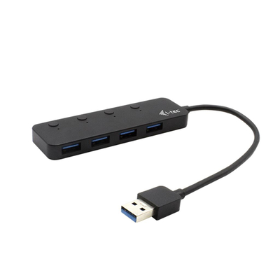 HUB USB I-tec Metal 3.0, 4 porta, me çelësa on off, i zi
