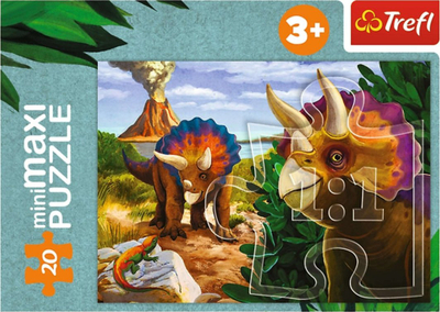 Puzzle Trefl MiniMaxi Discover the World, 20 copa, dinosaurë, me ngjyra