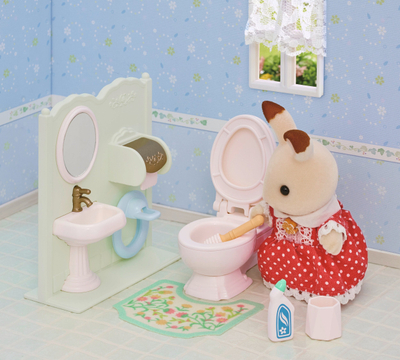 Set tualeti Sylvanian Families Toilet Set, me gjoja, i bardhë