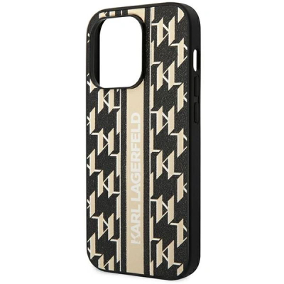 Kapak telefoni Karl Lagerfeld Monogram Stripe për iPhone 14 Pro Max, 6.7", i zi