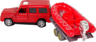 Set lodrash zjarrfikësish Jeep Fire Brigade, kamion zjarri me shkallë, motorboat me rimorkio, i kuq