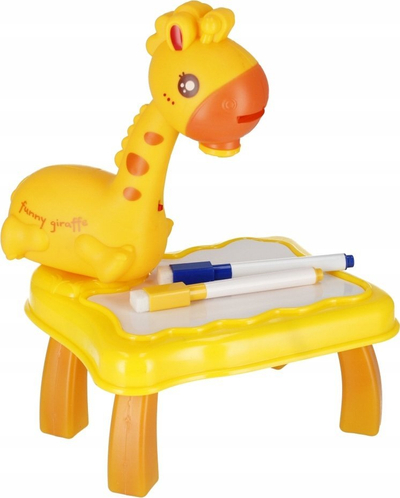 Lojë vizatimi me tavolinë Baofuli Giraffe, me projektor, me aksesorë, e verdhë