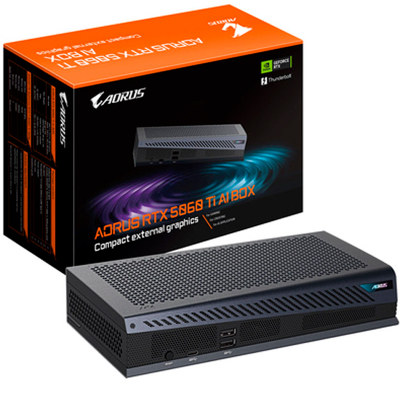 Kartë grafike e jashtme Gigabyte AORUS RTX 5060 Ti AI BOX, 16GB GDDR7, Thunderbolt 5, me RGB, e zezë