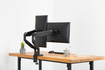 Mbajtës monitori i dyfishtë Digitus Universal, për 15"-32", krah me gaz, montim me kapëse, i zi