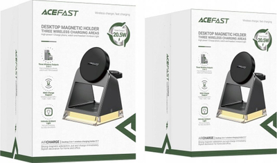 Karikues wireless 3‑në‑1 Acefast E17 MagSafe, 15W, me kabllo USB A në USB C, i zi