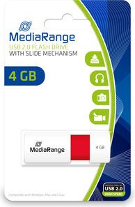 USB Flash MediaRange MR970, 4GB, USB 2.0, e kuqe me të bardhë