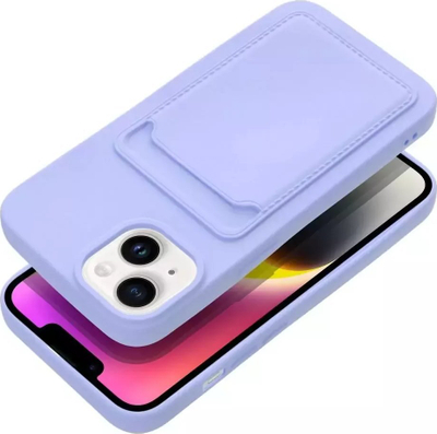 Футрола за телефон Card Case за iPhone 14, со џеб за картички, флексибилна, виолетова