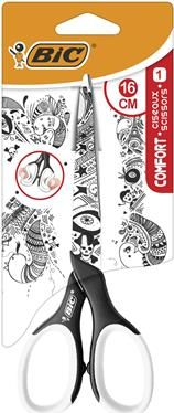 Gërshërë BIC Decor, 16cm, dorezë me gomë, shumëngjyrëshe