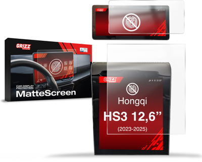 Folje mbrojtëse ekrani GrizzGlass MatteScreen për Hongqi HS3 12.6", set 2 copë, transparente