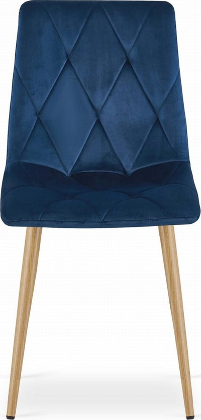 Karrige Libra me kadife blu navy, me këmbë metalike si dru