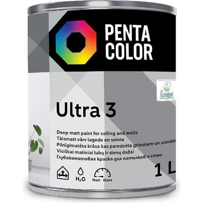 Bojë muri Pentacolor Ultra 3, emulsion ultra mat, 1L, e bardhë