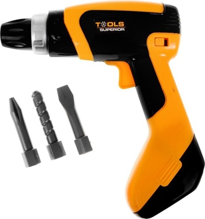 Stërvitëse lodër për fëmijë Tools Superior, elektrike me bateri, me 3 maja ndërroshme, portokalli e zezë