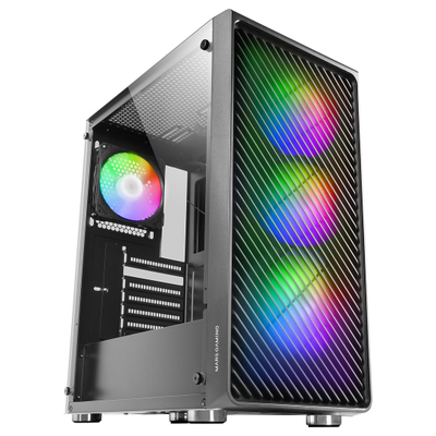 Kasa PC Mars Gaming MCF, MIDI Tower, ATX, RGB, e zezë