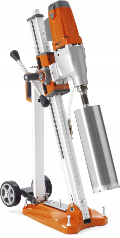 Makinë shpimi bërthamore Husqvarna DMS 240, set 5 kurora, me stendë, portokalli