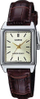 Ora dore Casio LTP-V007L-9E, me akrepa, me rrip lëkure, fushë ivory
