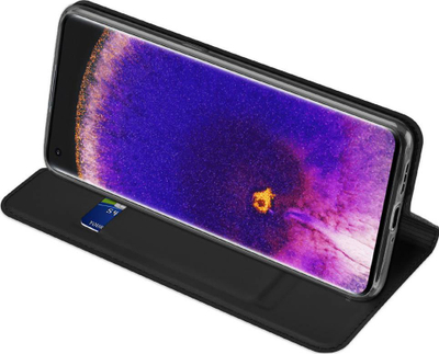 Këllëf telefoni Dux Ducis Skin Pro për Oppo Find X5, lëkurë eko, portofol, i zi
