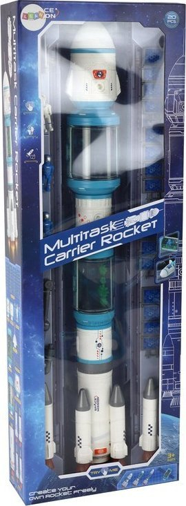 Set lodrash raketë kozmonautike Leantoys Space Rocket, 20 pjesë, 75cm, bardh e kaltër