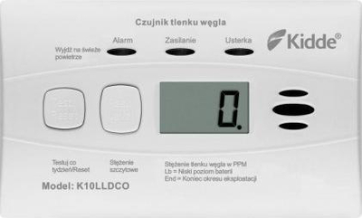 Detektor monoksidi karboni Kidde K10LLDCO, ekran LCD, bateri 10 vite, i bardhë